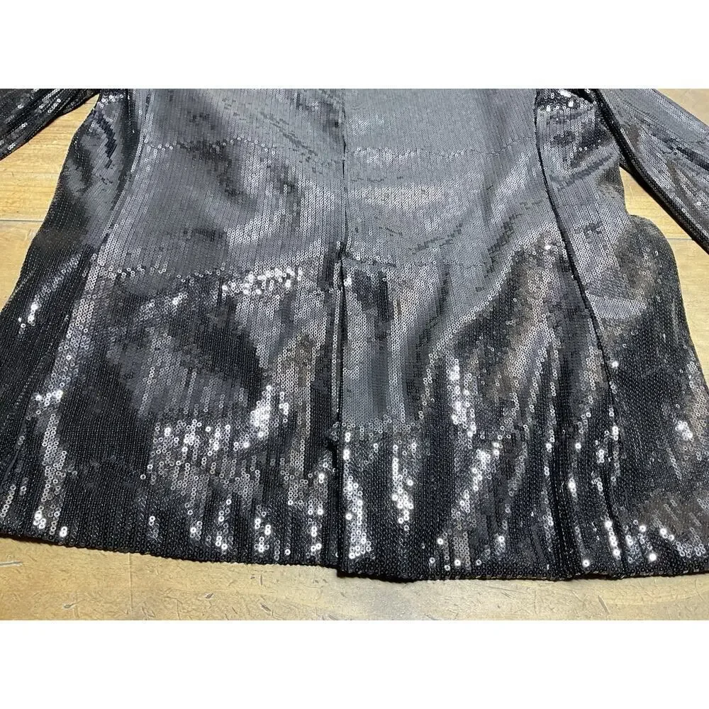 RIPLEY RADER Black Sequin Oversized Blazer Jacket Size 2 Small NWT